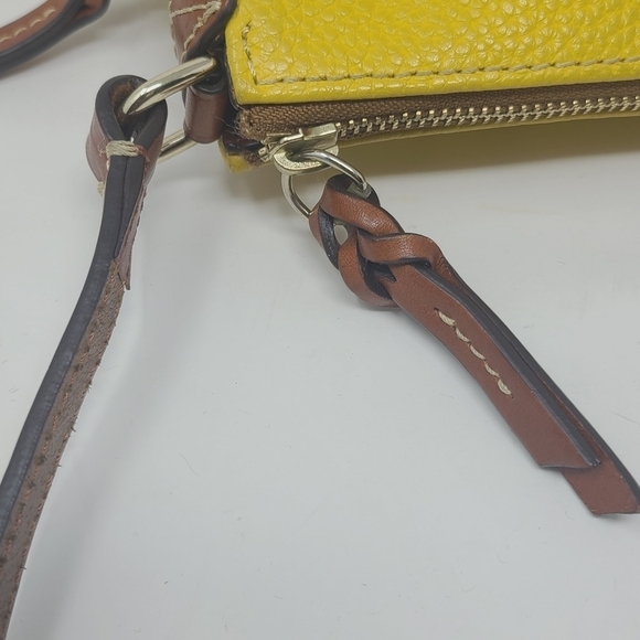 Dooney & Burke | Mustard Yellow Pebble Grain Small Zipper Crossbody Bag - Picture 12 of 15